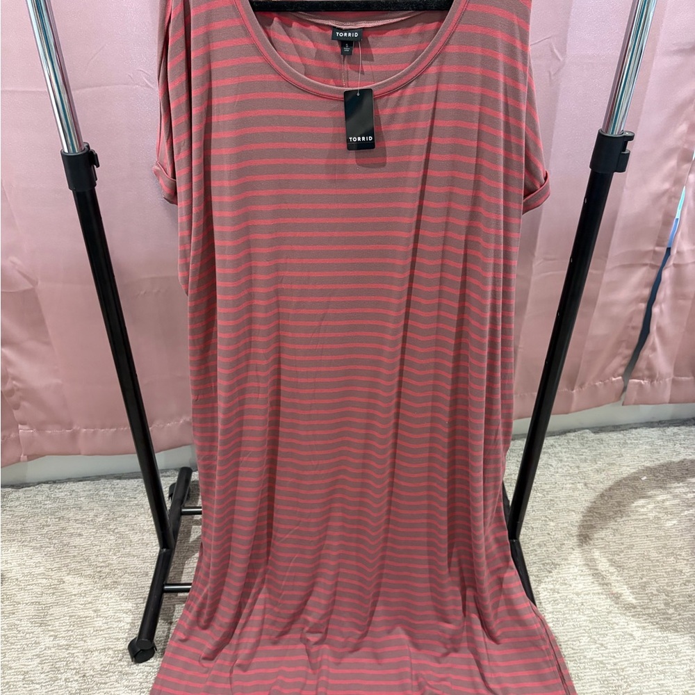 Torrid Pink and Brown Striped Top